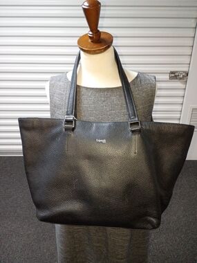Lipault Black Leather Tote Bag